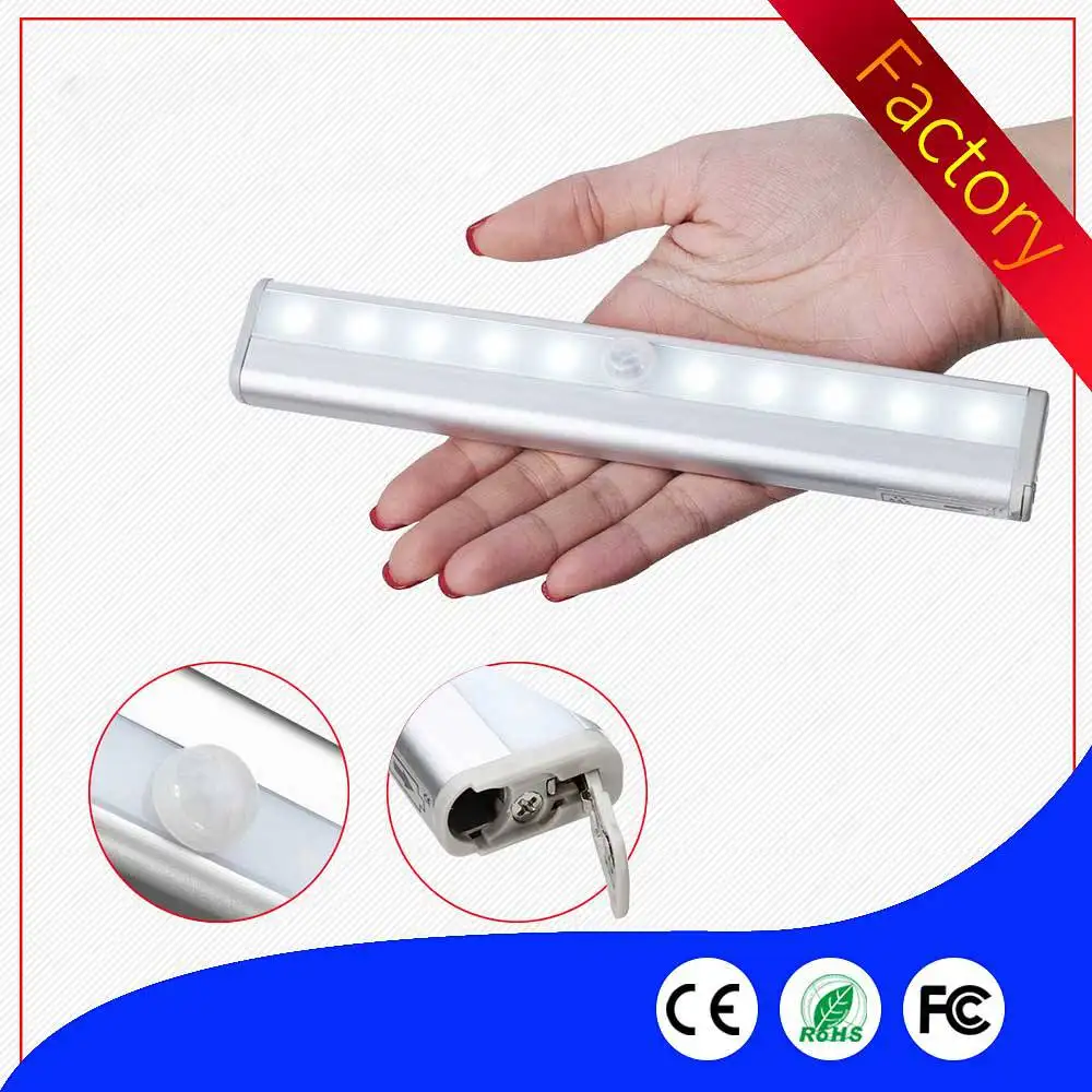 

10 LED Light Indoor With Sticker IR Infrared Motion Detector Cordless Sensor Lighting Night Light Battery Lamp Wardrobe Bulb