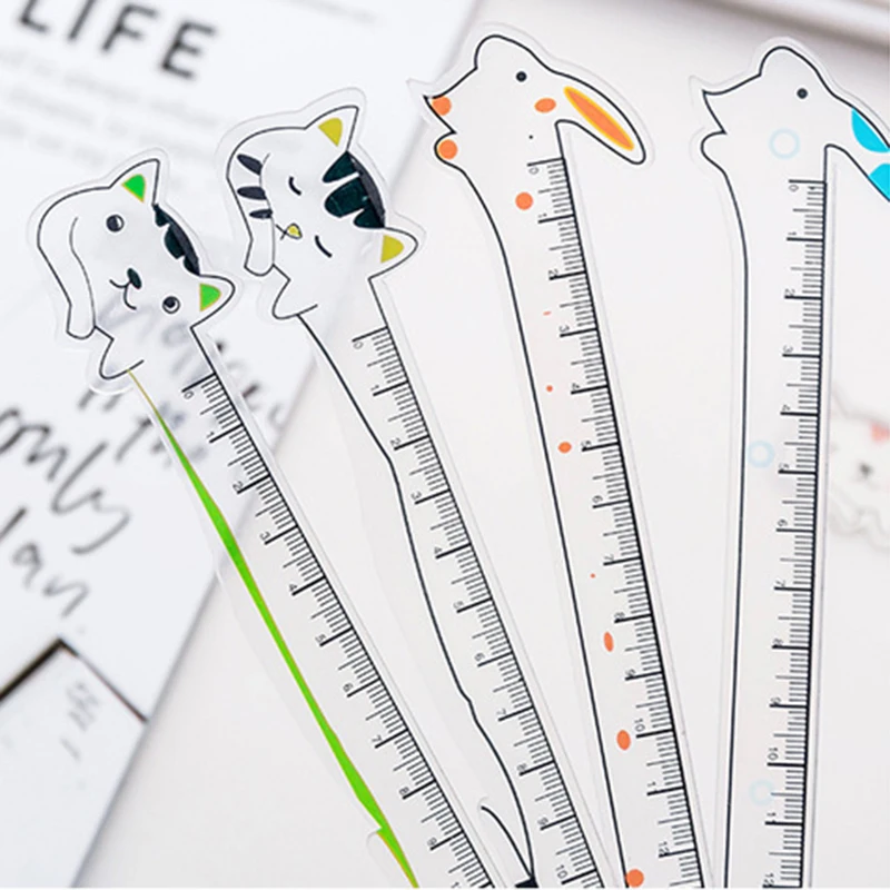 

1 Pcs Cute Kawaii Cartoon Animal Cat Rabbit Transparent Ruler Creative Student Measure Drawing Tool School Stationery Prize
