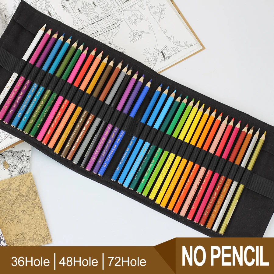 Handmade Pencil Case Bag Canvas Black Color Pencils Case Wrap Roll Up