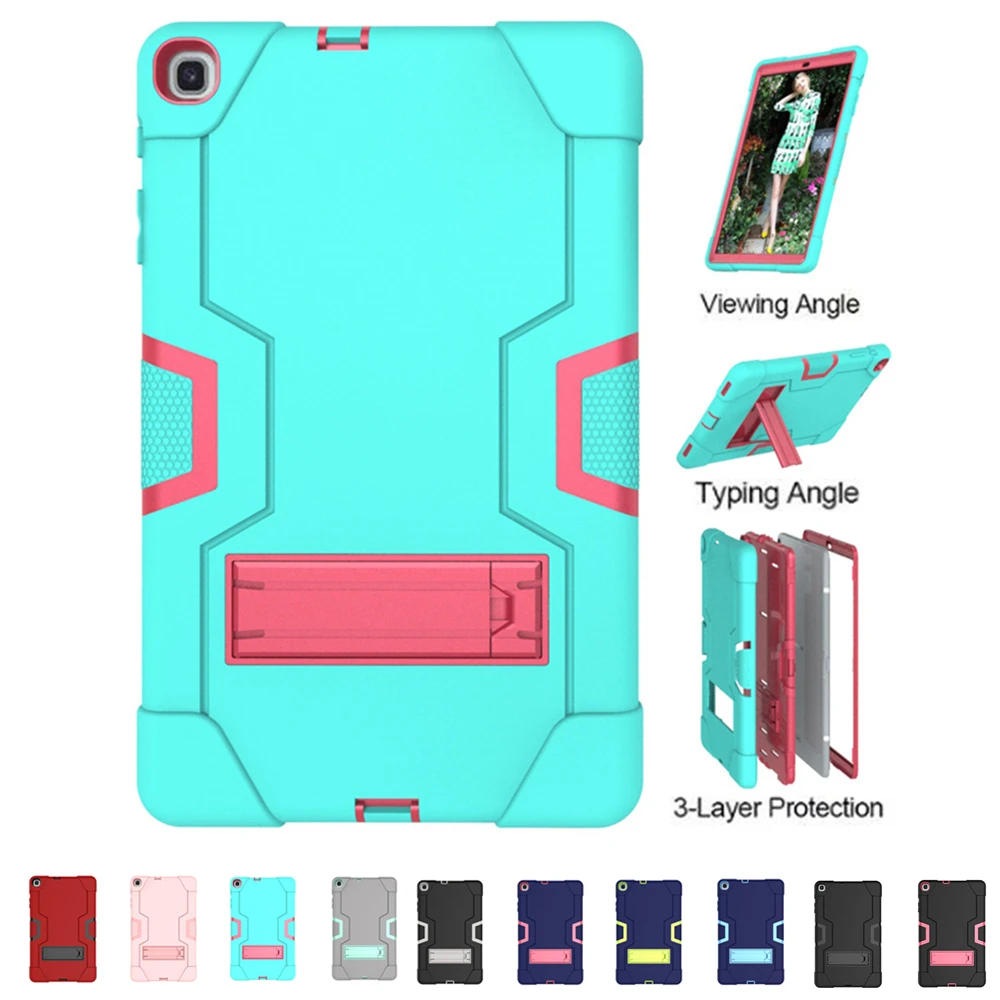 

For Samsung Galaxy Tab A 10.1 2019 T510 T515 Tablet Case Contrast Color Kickstand PC+Silicone Shockproof Drop Resistance Case