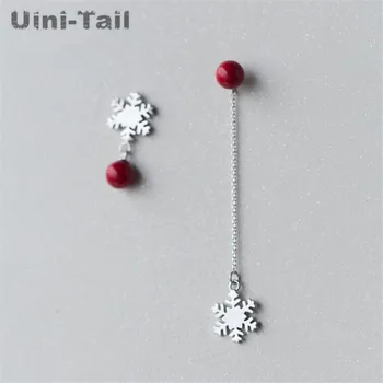 

Uini-Tail hot new 925 sterling silver small fresh snow red bean ear line long temperament personality earrings Christmas gift