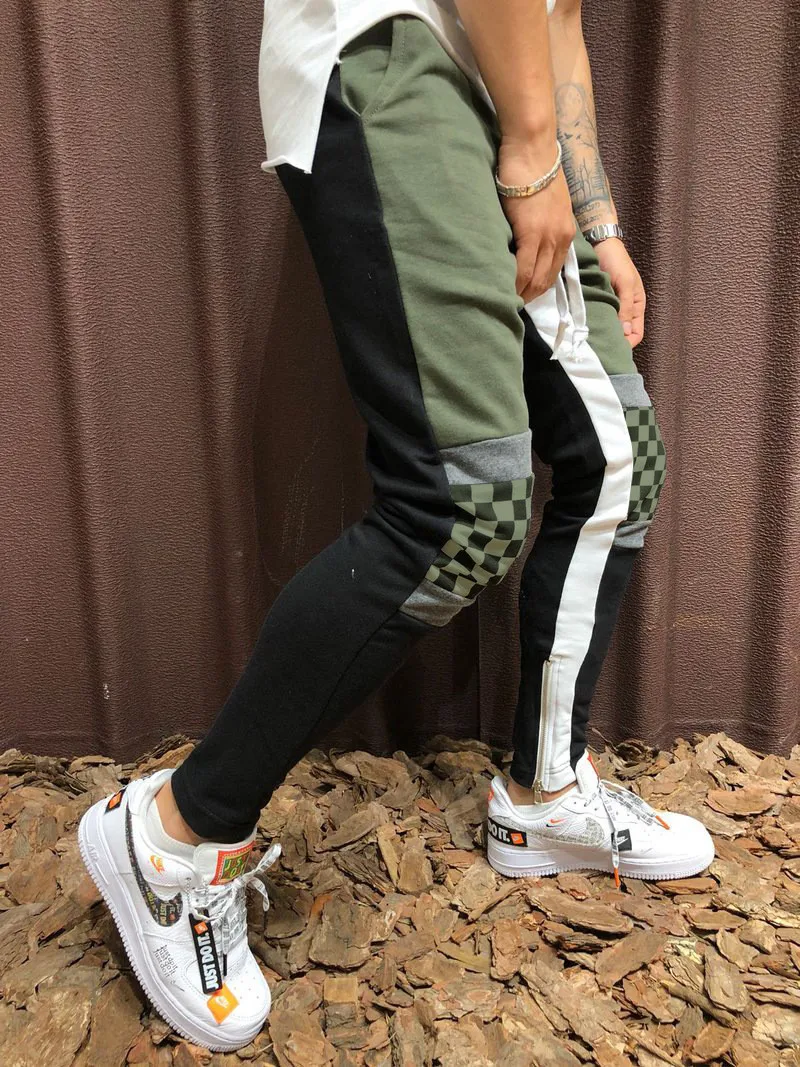 Plaid Print Jogger Sport Pants Fitness Running (7)