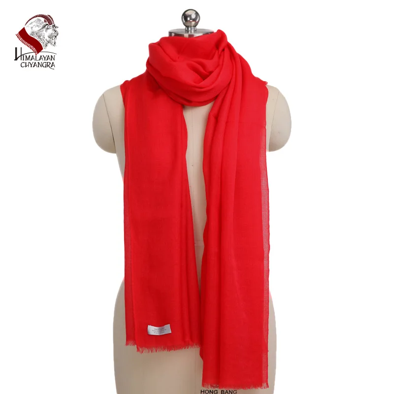 Ультра тонкая шерсть австралийского мериноса шарф шаль глушитель сплошной цвет с фабрики Высокое качество сделано в Непале - Цвет: Red