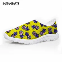 INSTANTARTS фрукты Pinapple печати Для женщин летние туфли на плоской подошве Повседневное слипоны обувь для ходьбы быстросохнущая Mesh Sneaker водонепроницаемая обувь женские