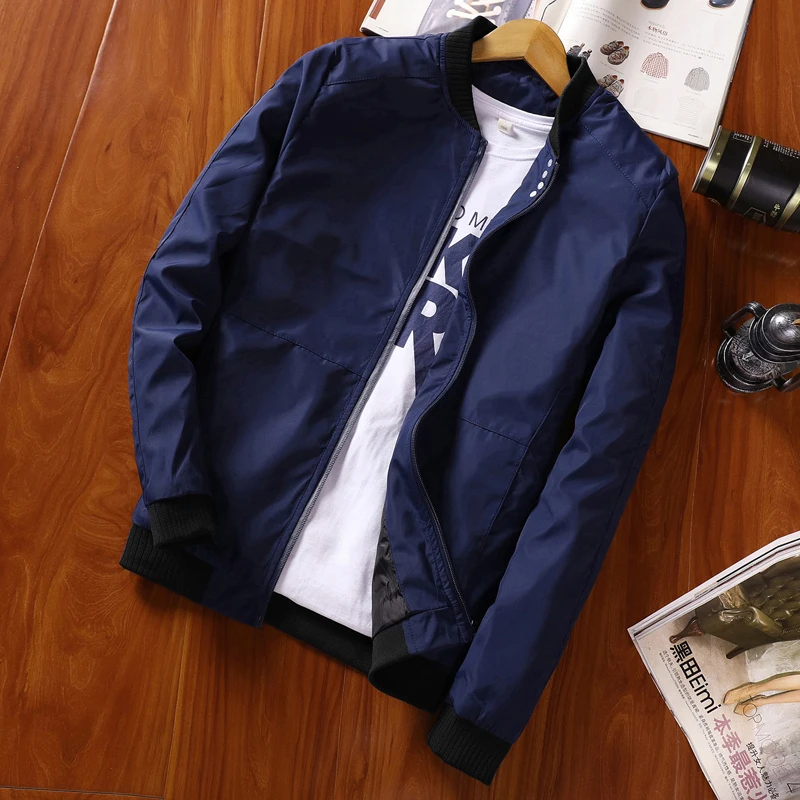Осенняя мужская куртка повседневная однотонная приталенная Куртка Черный Темно-Синий Красный Серый модная бейсбольная куртка брендовая одежда M-4XL; YA029