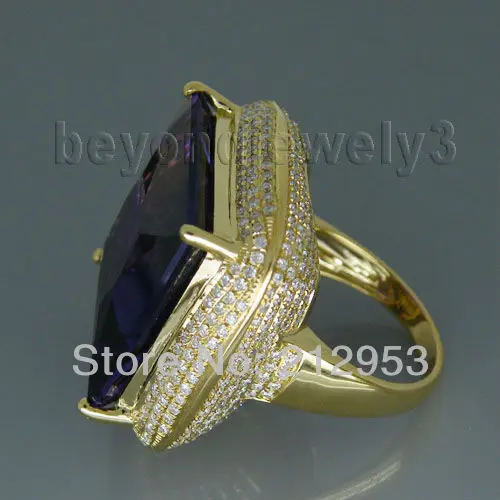 US $2.378.00 2475ct Big Solid 18Kt amp750 Yellow Gold Natural Amethyst Ring 226ct Diamond Gemstone Engagement Ring Amethyst Jewellry SR323A