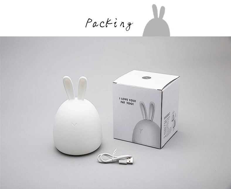 Cute Rabbit LED Tap Control Night Light Baby Nurse Lamp Colorful Silicone LED Night Light For Kids Toys