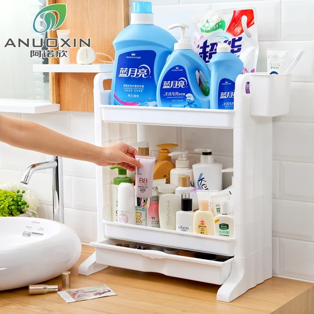 Bathroom Washbasin Desktop Plastic Shelf Floor Wash Station Bathroom Washbasin Desktop Plastic Shelf Floor Wash Station Cosmetics Countertop Storage Rack