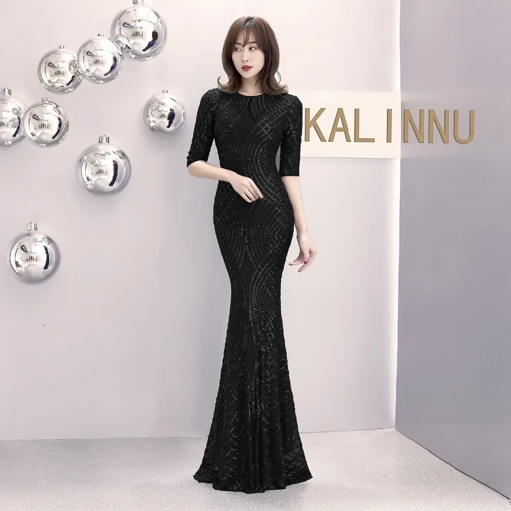 Formal dress Bead Half sleeve stripe Slim TrumpetMermaid Host Club night Long Party Maxi Dress for woman (29)