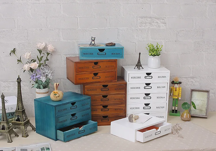Деревянная винтажная коробка для хранения сундука с сокровищами, ящик для хранения украшений Makewp, чехол-органайзер, офисный шкаф для хранения