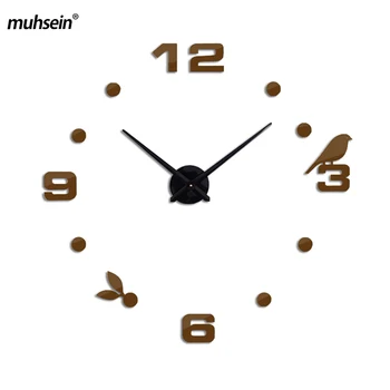 

2020 3D wall clock self adhesive wall clock acrylic mirror Sticker Home Decoration Living Room Quartz Needle free shipping