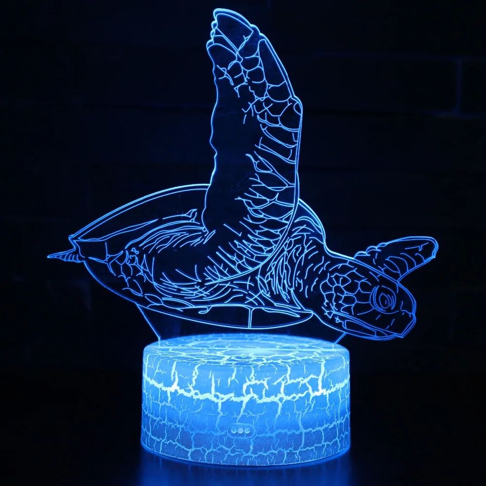 Морская черепаха дельфин рыба акула Осьминог животное светодиодный 3D Визуальный ночной Светильник креативная Иллюзия Новинка Настольная лампа детский подарок сувенир
