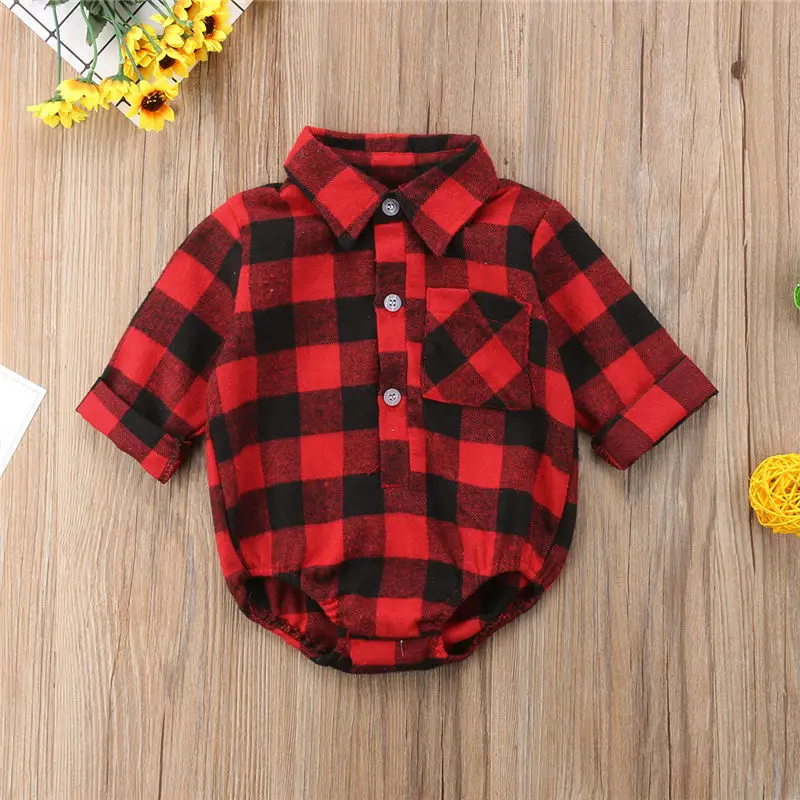 

Newborn Baby Girls Boys Plaid Check Elk Romper Bodysuit Jumpsuit Outfits Clothes