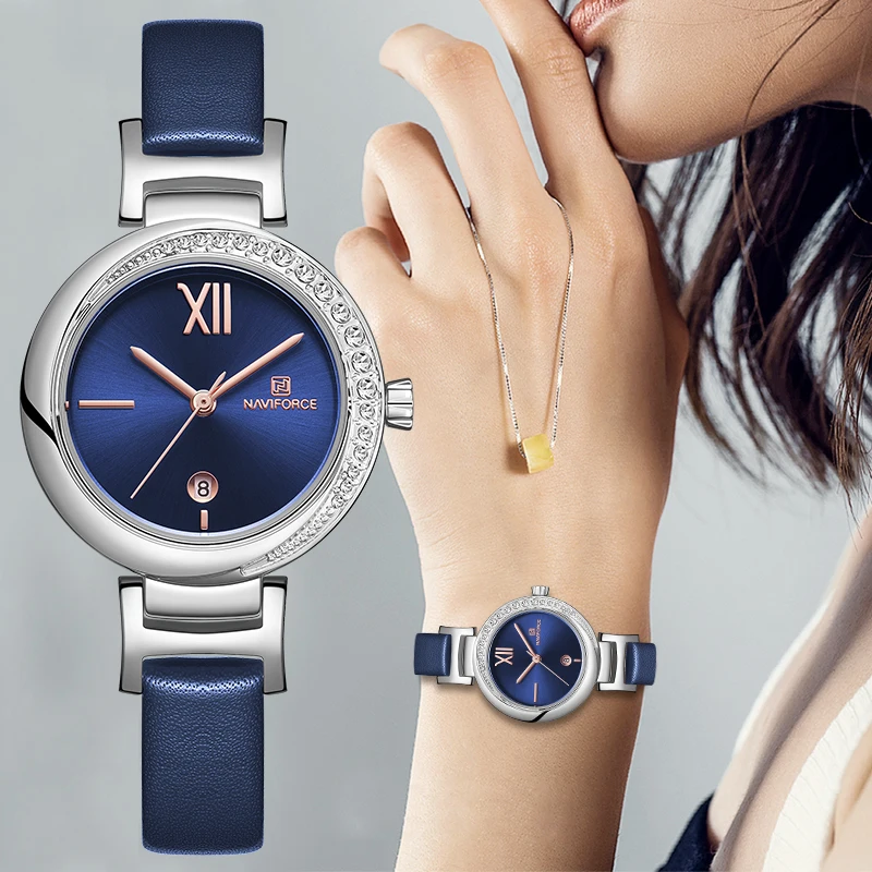 

NAVIFORCE Women Watches Top Brand Female Simple Leather Watch Ladies Fashion Luxury Quartz Wrist Watch Montre Femme Reloj Mujer