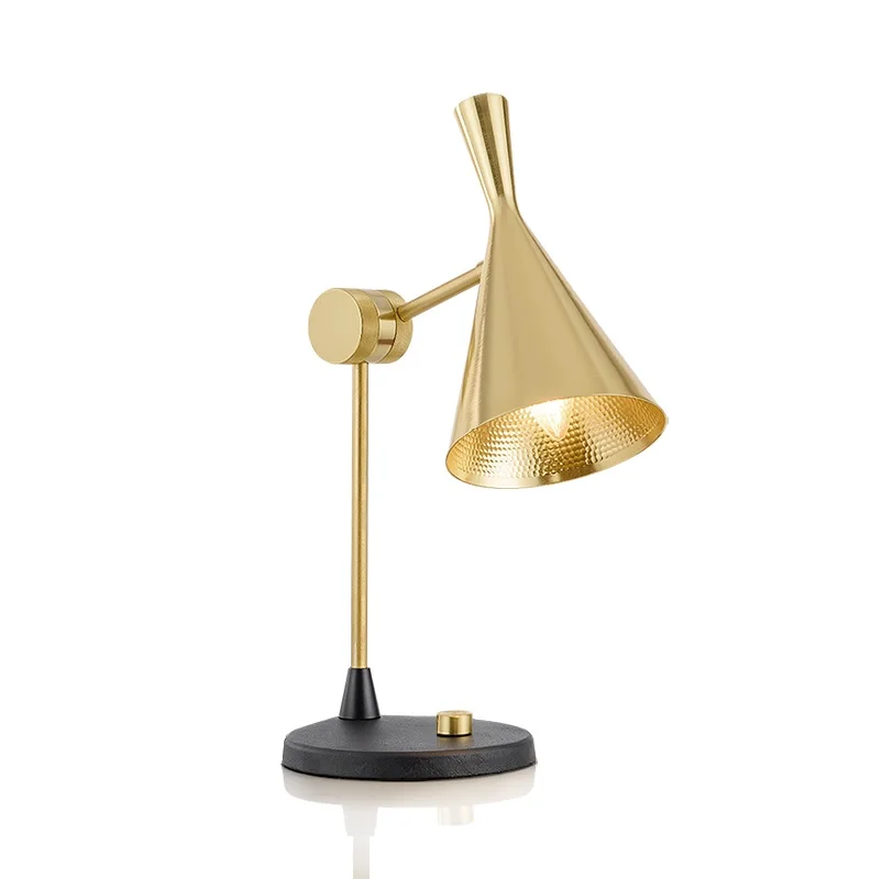 

53cm High Metal Table Lamp / Satin Golden Finish / Pivot Head