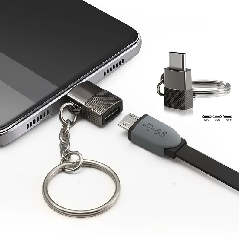 

SIANCS Micro USB to Type-c Adapter With chain Female to Type-C Male Converter for Huawei P20 Tablet Charging Transfer Data