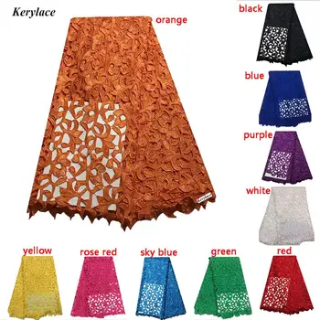 

Latest Sewing Nigerian Cord Lace Fabric African Guipure Embroidery Mesh Cupion Fabric Wedding Dress KRL-56136
