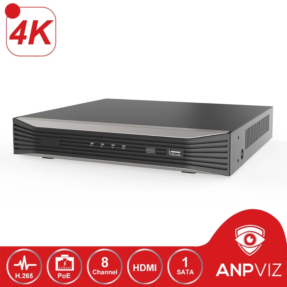 Anpviz 4K разрешение 8CH POE NVR NVR3008 8P 8 канальный сетевой видеорегистратор H.265 порты 1 HDMI