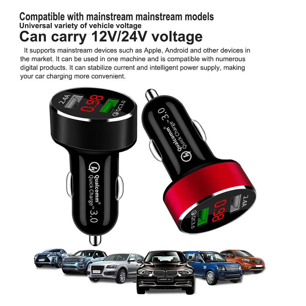 2 منافذ Usb المزدوج شاحن سيارة USB شاحن محول ل iphone X 8 7 سامسونج S8 S9 شحن للجوال الهاتف سريع شاحن سريع 3.0