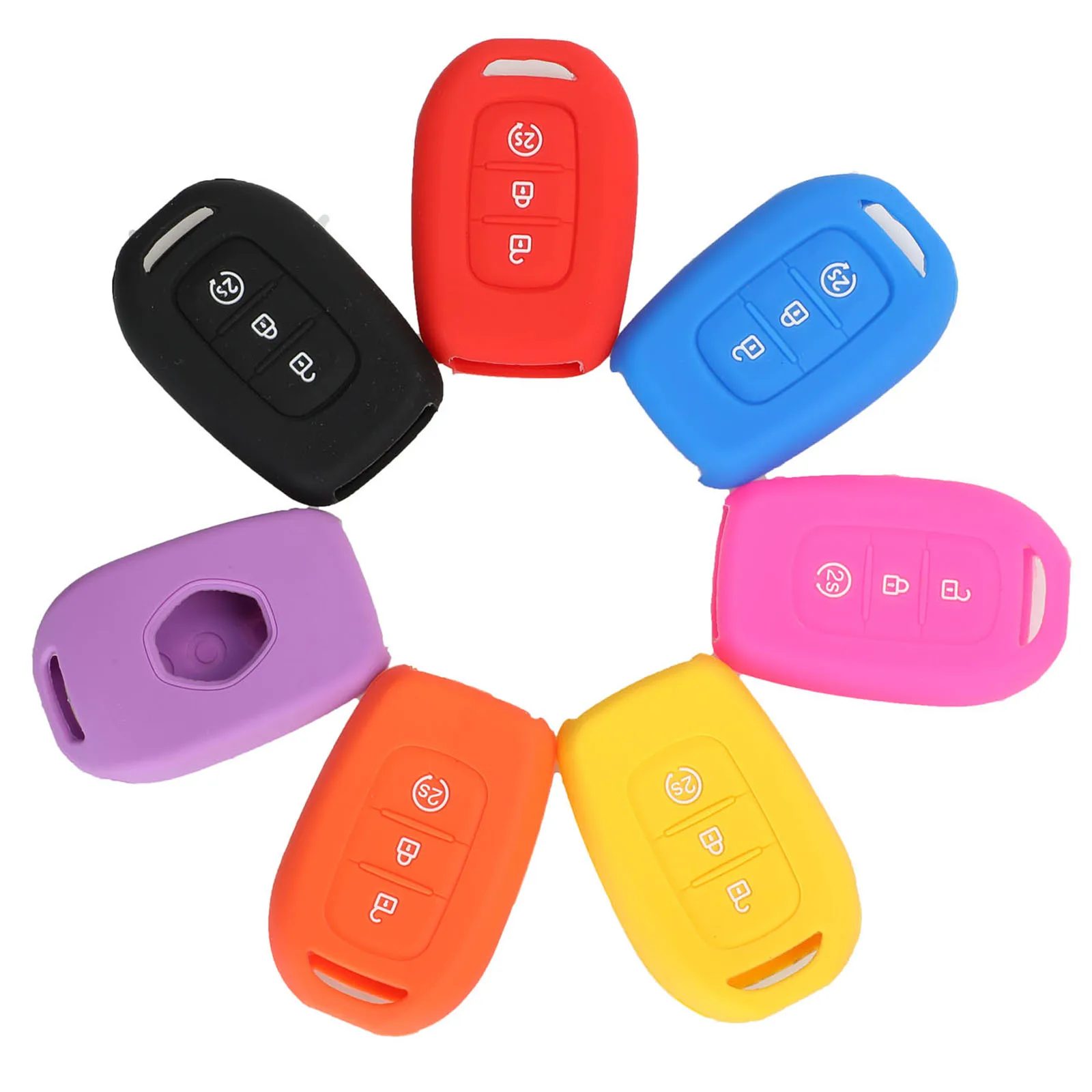 Keyforkess 30pcs Cover chiave remota in Silicone per 2015-2017 Renault Duster Sandero Logan Clio Captur Laguna Scenic 3 pulsanti Fob Case - HTB1R550bXY7gK0jSZKzq6yikpXam