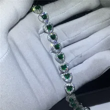 Модный браслет в форме сердца зеленый ааааа cz камень белый золотой заполненный вечерние Обручальные браслеты для женщин Свадебные аксессуары