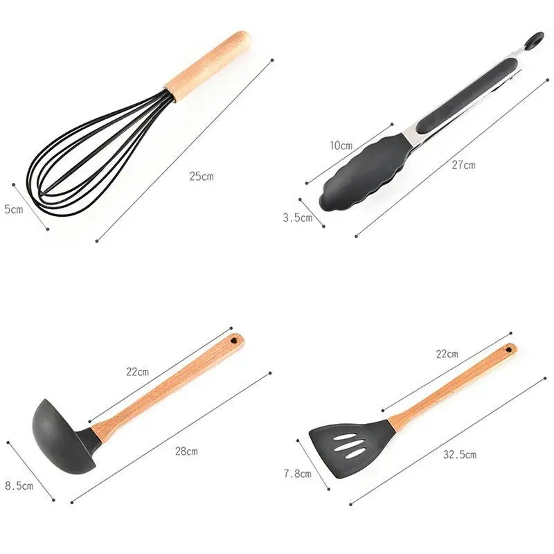 Waasoscon 8 unids/set herramientas de la cocina utensilios de cocina de madera de la manija de silicona no-stick cocina cuchara pala Tong conjunto de utensilios de cocina Waasoscon 8 unids/set herramientas de la cocina utensilios de cocina de madera de la manija de silicona no-stick cocina cuchara pala Tong conjunto de utensilios de cocina
