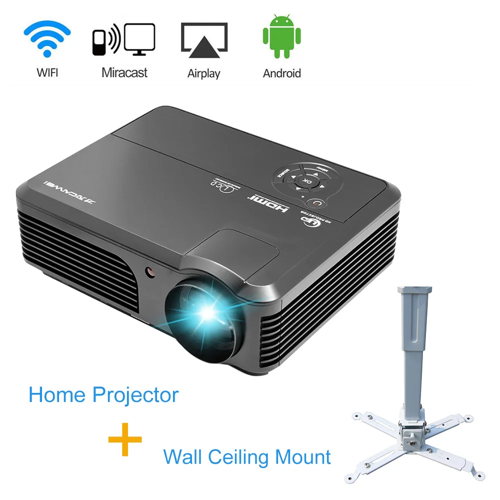 4200LM CAIWEI Android WIFI Beamer Home Video Projector Theater 1080p HD LED Projector TV VGA PC