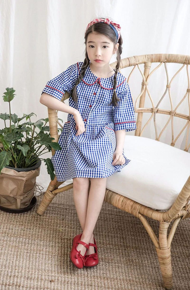 pockets cotton casual dresses for girls kids peter pan collar blue plaid school dress elegant girl big preppy shirts dress 2018 4 5 6 7 8 9 10 11 12 13 14 15 16 years old little big girls  summer dress kids korean dress girls (8)