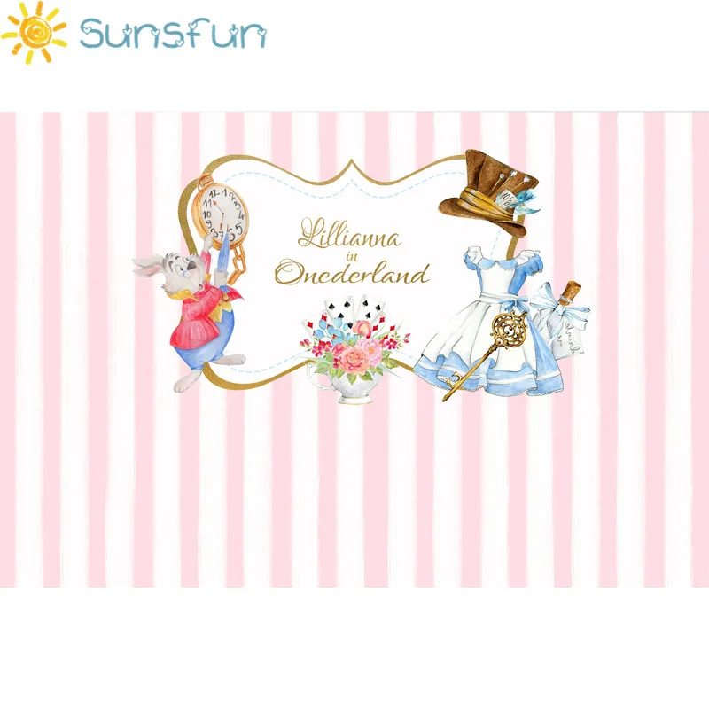 Sunsfun 7x5ft винил Алиса в стране чудес кролика цветы сказочном стиле для детей