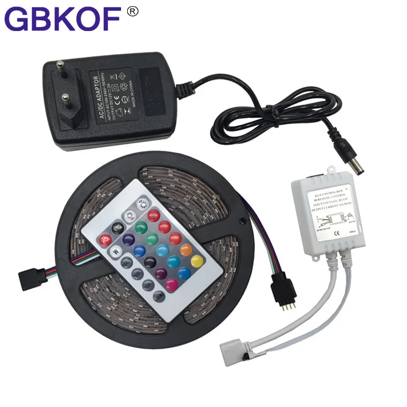 5 м 300 светодиодный 3528 RGB изменяющий цвет водонепроницаемый набор гибких лент с 24