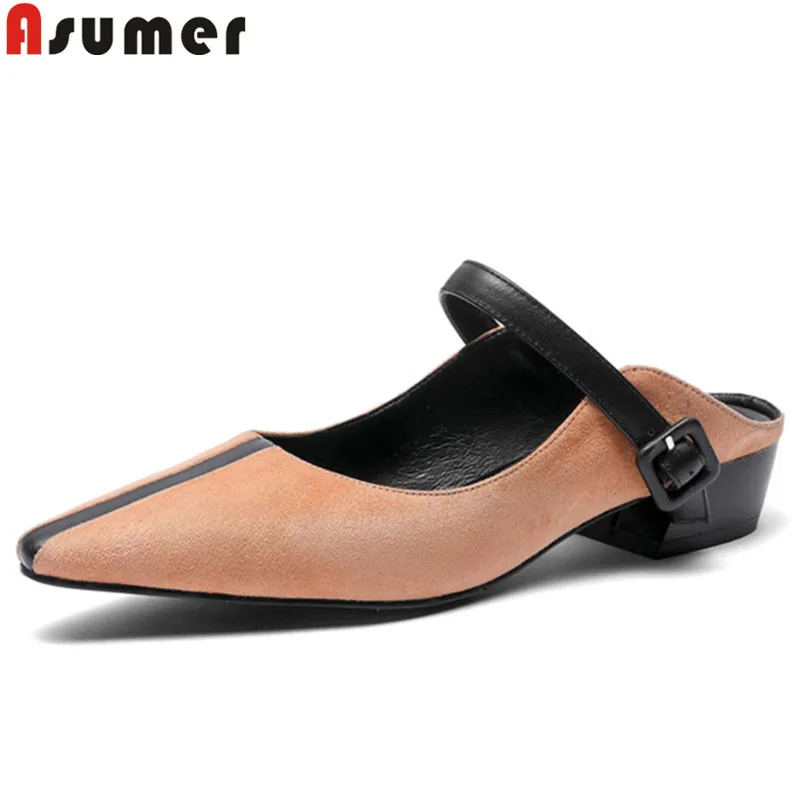 

ASUMER 2019 hot sale new spring autumn new shoes woman casual genuine leather shoes women slingback low heels pumps women