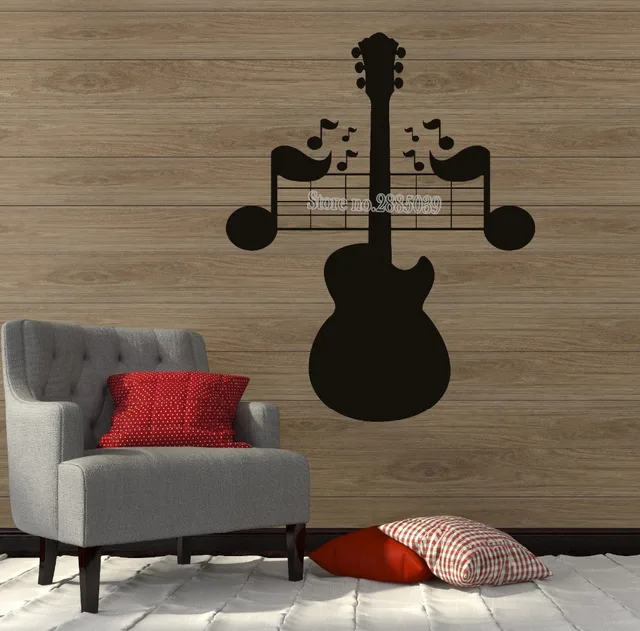 Large Wall Decal Sheet Music Guitar Musical Instrument Art Mural Wall Sticker Decals Sofa