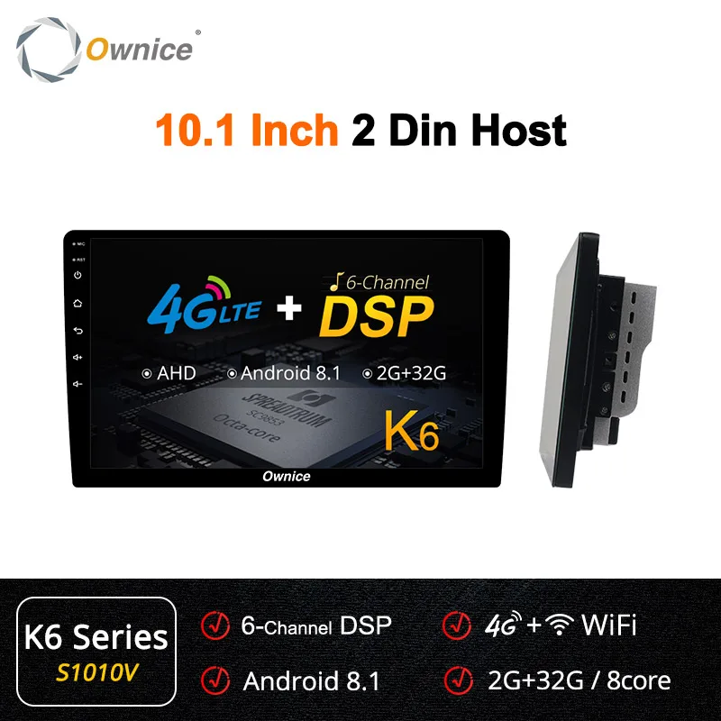 Ownice K6 Android 8,1 Octa 8 core автомобильный радиоприемник 2 Гб Оперативная память 32GB Встроенная память gps навигации автомобиля DVD Поддержка 4 аппарат не привязан к оператору сотовой связи AHD Камера Bluetooth USB видео - Color: 10.1 Inch 2Din Host