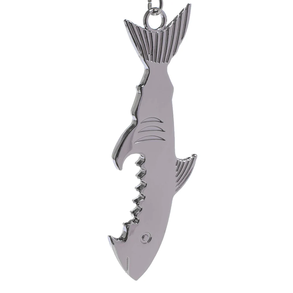 Shark Shaped Bottle Opener Keychain Zinc Alloy Key Ring Beer Opener Silver Bottle Beer Openers Kitchen Accessories Creative Gift