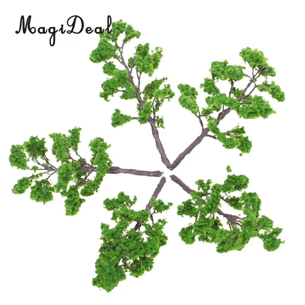 MagiDeal 5Pcs/Pack 1/75 Scale 12cm Train Track Model Trees Green for Street Railway Park Garden Layout Landscape Scenery Scene