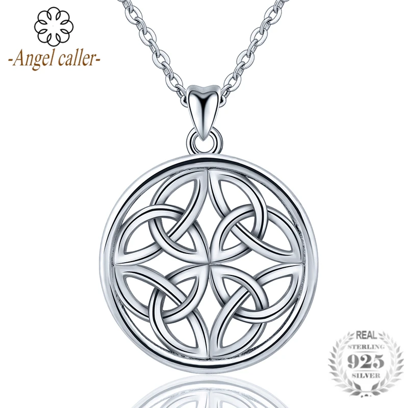 

Angel Caller Genuine 925 Sterling Silver Round Pendant Necklace Dara Celtics Knot Fine Jewelry for Women Girls Female CYD208