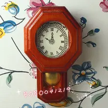 Кукольный домик миниатюрная гостиная винтажные деревянные красные часы H5.5cm RD1084