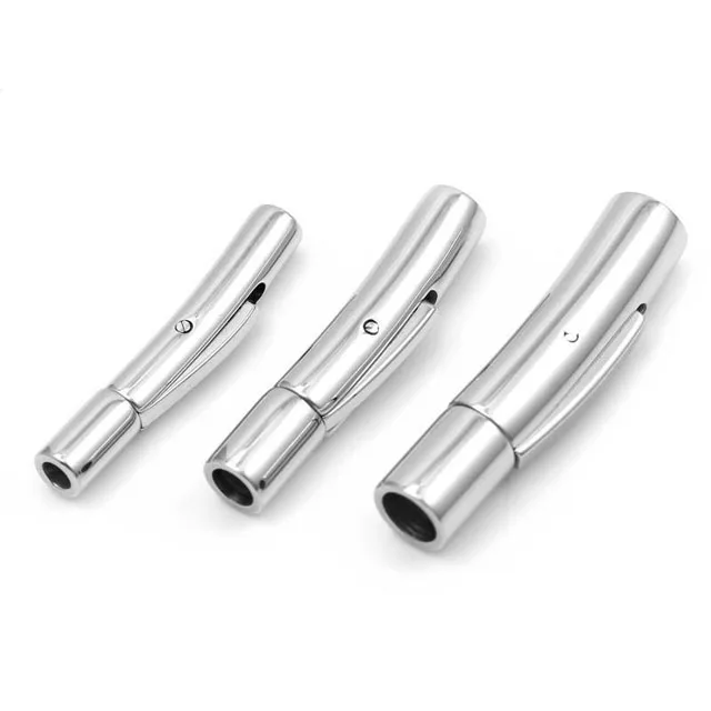 316L Stainless Steel Clasp Leather Cord End Cap With Locking Mechanism