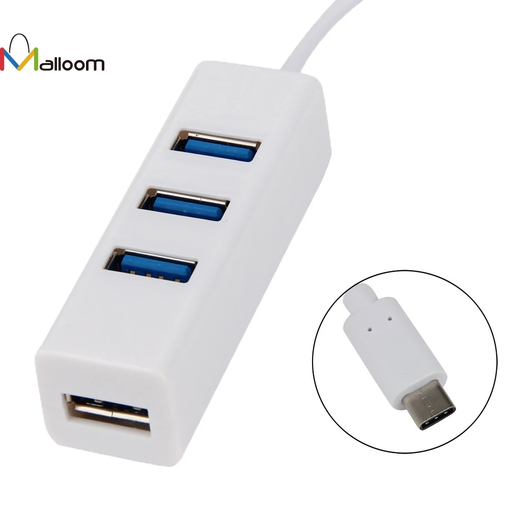 Malloom Тип с разъемами типа C и 4-Порты и разъёмы USB3.0 док-станция USB 3,1 адаптер для ПК для Mac 12 дюймов Тип-C кабель для Mac для Nokia OTG Phone#25