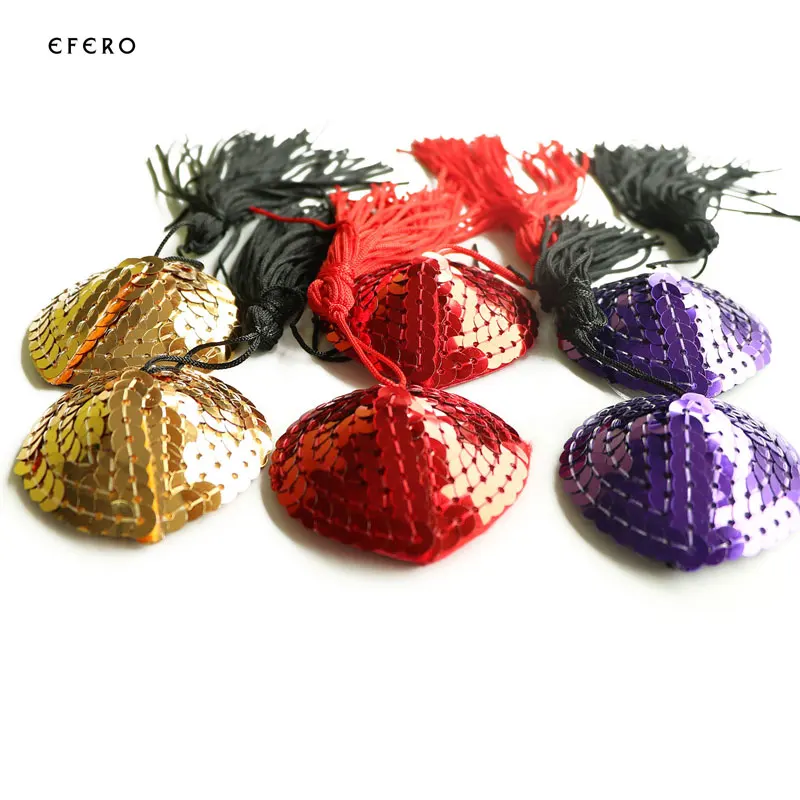 

2pair Silicone Sexy Lingerie Petals Pasties Adhesive Bra Pitted Stickers On Bra Nipples Sequin Tassel Nipple Cover For Women