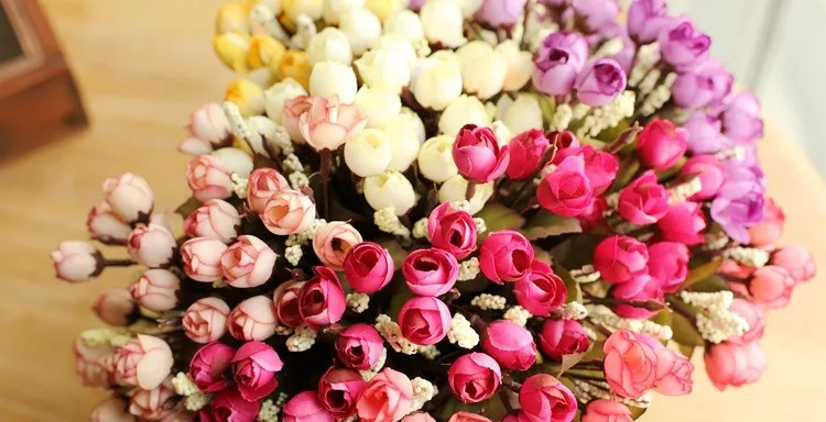 1 Набор искусственный маленький чайный цветок розы с ротангом Цветочная ваза в виде корзины для украшения дома реквизит для фотосессии Шелковый цветок в подарок