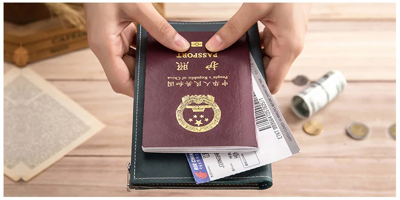 Тонкий кожаный чехол для паспорта, кредитный держатель для карт, с отделением для карт, ID-карт, кошелек на молнии, карман для монет