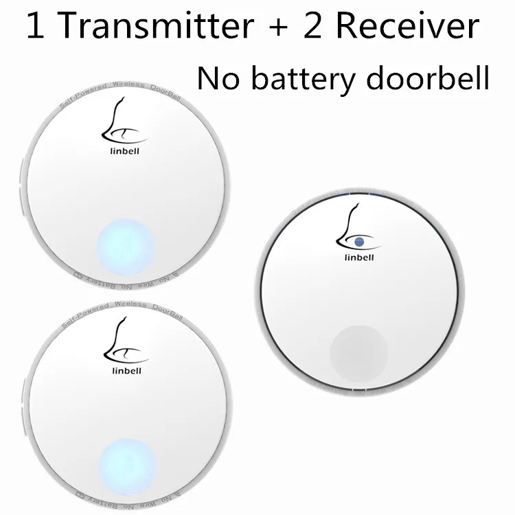 

1 Transmitter + 2 Receivers Wireless Digital Doorbell waterfroop100M Remote control Door Bell needn't battery door ring