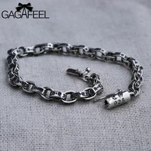 Gagafeel hombres joyería braceles brazaletes pulsera de plata tailandesa masculina punky de la vendimia de la cadena 16-21 cm 5/6mm gran regalo para el amigo