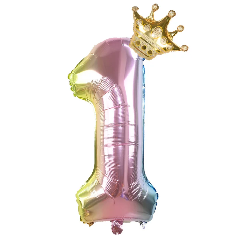 2 шт Набор цифр Шар 32 дюйма градиентный цвет 0-9 цифра фольги шар с мини-корона для дня рождения свадьбы украшения - Цвет: A1