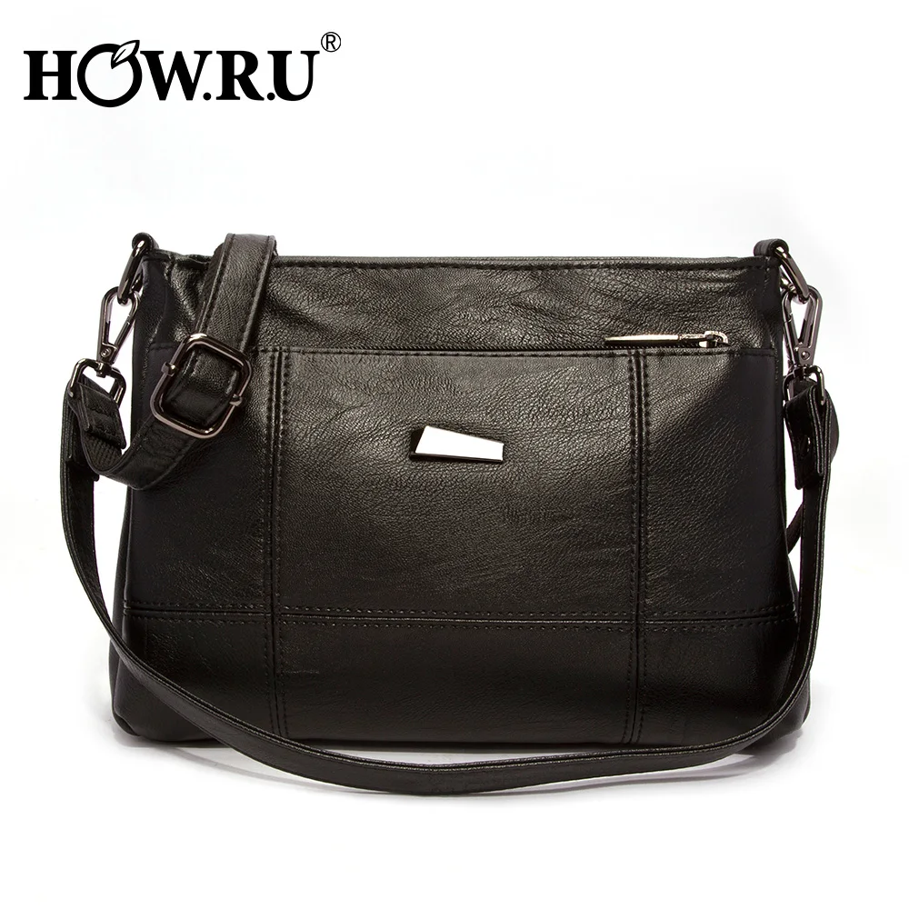 

HOWRU Casual Small Crossbody Bags for Women PU Leather Messenger Bags Female Brand Shoulder Bags Black Clutch Purse and Handbag