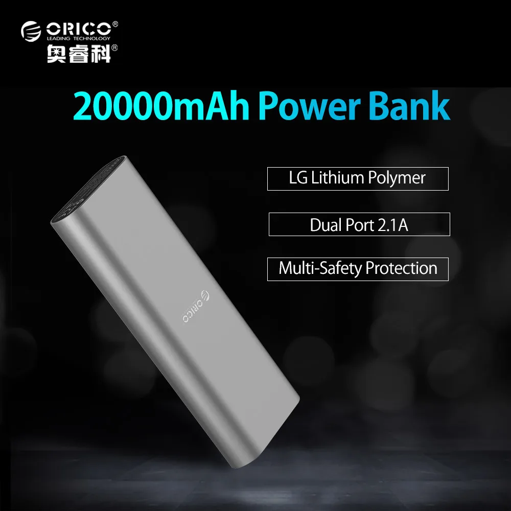 ORICO S2 20000mAh Smart Identification Dual USB Port Power Bank LG Battery Universal For IPhone 7