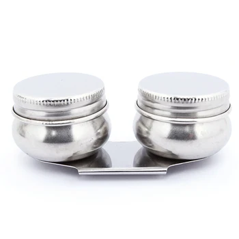 

Painting Pot Stainless Steel Oil Pot Double Dipper Palette Cup Wash Pen Utensils Art Supplies top quality