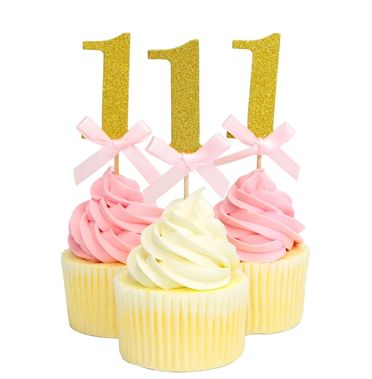 10 шт. блестящая бумага 1 топперы для кексов с днем рождения один Топпер для торта украшения торта принадлежности для маленьких девочек и мальчиков 1 украшение