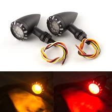 Pair Motorcycle 10mm Black LED Brake Blinker Light Turn Signal For Harley Kawasaki BMW Cruiser Chopper Indicator Lights